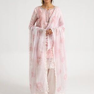 Elegant Pink Embroidered Women's Sleepwear Set
